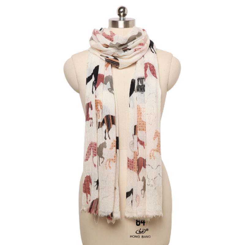 Pure Cashmere Scarves White Animal Print Women Fashional Winter Scarf